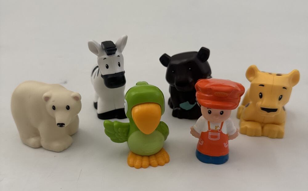 Lot 6 Fisher Price Little People Choo Choo Zoo Animals Polar Bear Zebra Cheetah